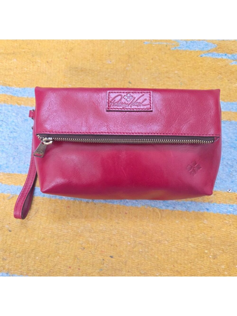 Patricia Nash Valerie Fold-Over Red Leather Clutch Wristlet